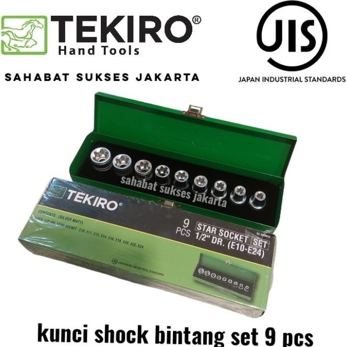 Grosir Kunci Shock Bintang Tekiro Set 9 Pcs 1/2" Dr Box Besi