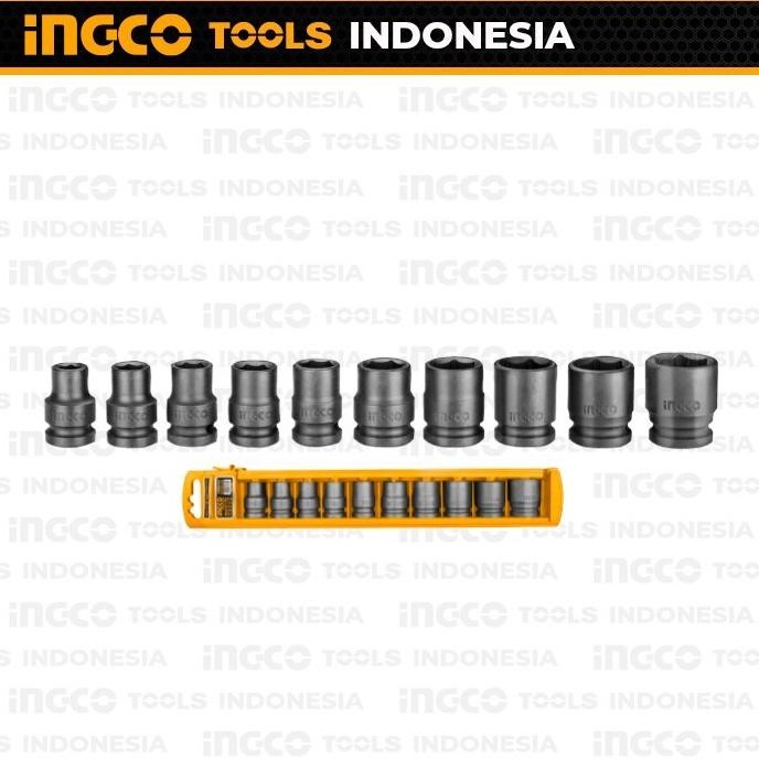 Promo Ingco Mata Impact Wrench Set 10-Pcs 1/2" / Deep Impact Socket Set