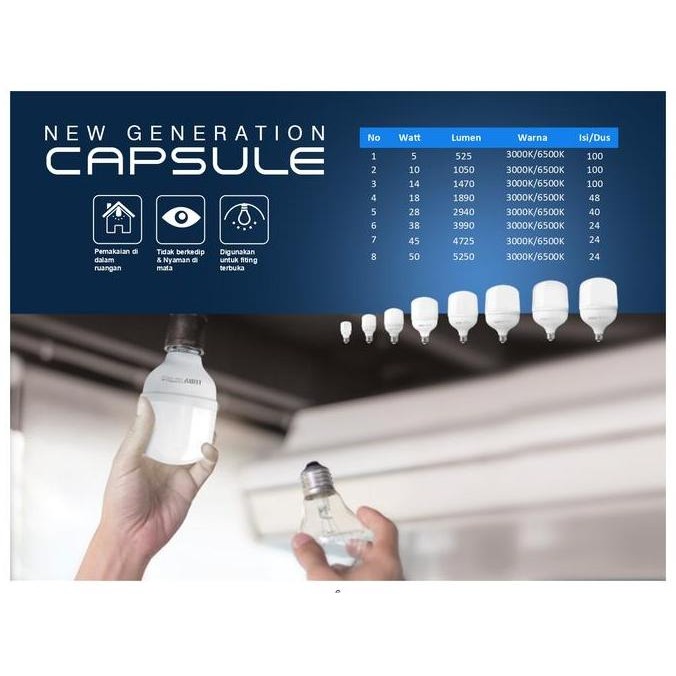 Lampu Led Capsule Luby 28 Watt Cahaya Putih murah