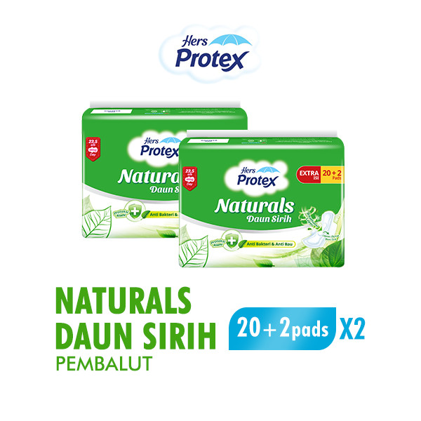 [Jogja x Beauty] Hers Protex Pembalut Wanita Naturals Daun Sirih Bag Isi 20 + 2 Pcs x2