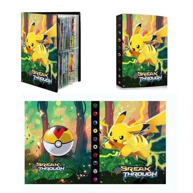

240 Pcs Album Kartu Pokemon Penyimpanan Koleksi Buku Pikachu Album Pokemon 4 Slot Cards Holder Book
