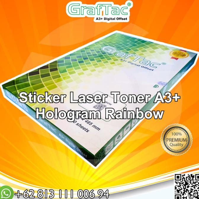 

Graftac Sticker Vinyl Hologram Rainbow Digital Print Laser Toner A3+ murah