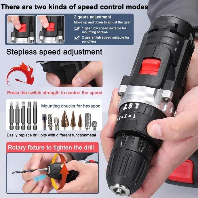699VF Mesin Bor Baterai Tangan Cordless Drill Battery impact drill Cordless Electric Drill Impact Co