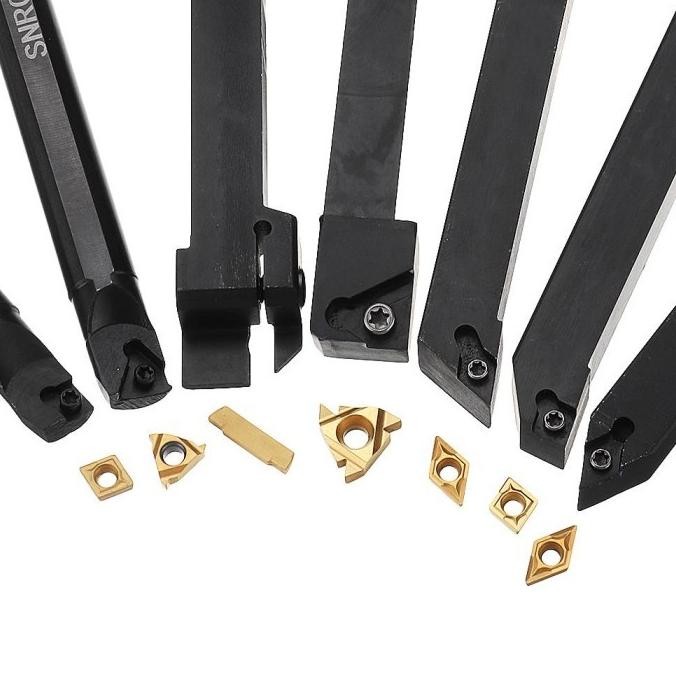 Pahat Bubut Set 7 Pahat Bubut Luar dan Dalam 12 mm Boring Holder Bubut murah