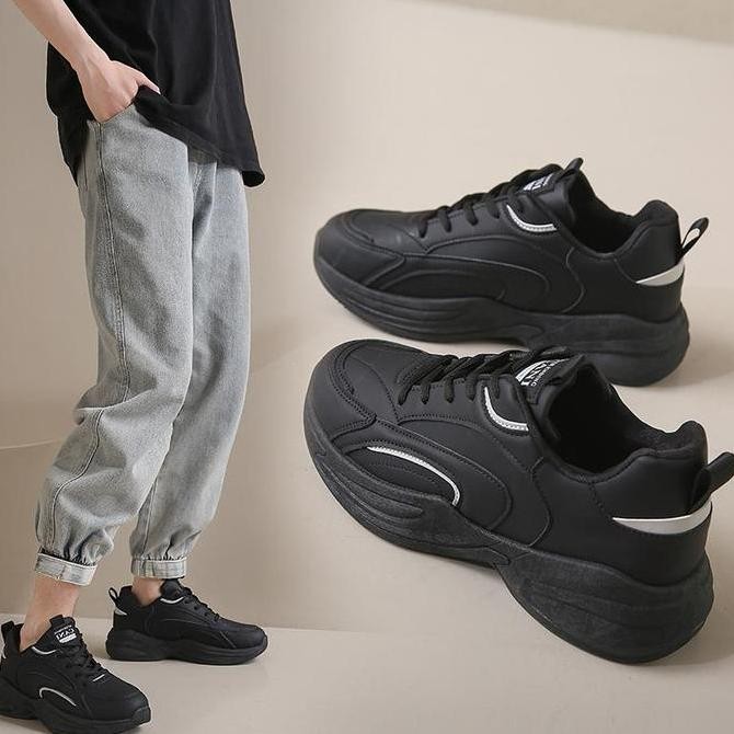Sale Canikorea Back To School Sepatu Hitam Sneakers Pria Sepatu Fullblack Sekolah Trendy