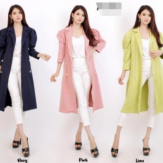 Promo 5362 # New Long Coat All Size Bahan Scuba Premium  Polos Blazer Wanita  Casual  Atasan Panjang