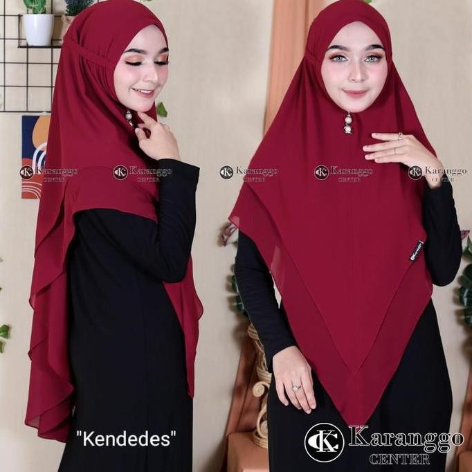 Grosir Khimar Jumbo 2 Layer Non Pad Dengan Tali Belakang Himar Kendedes By Karanggo Ceruty Premium M