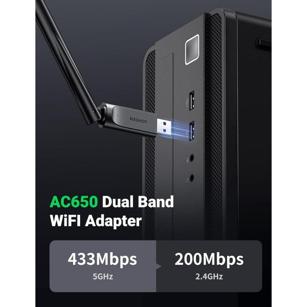 Dongle Wifi Ugreen Wireless Adapter 650Mbps 6Dbi High Gain - Ugreen 90339 Usb Dongle Wifi Adapter
