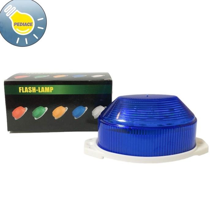 Lampu Blitz Strobe Oval Flash Lamp 220V Lampu Kedap Kedip - Biru