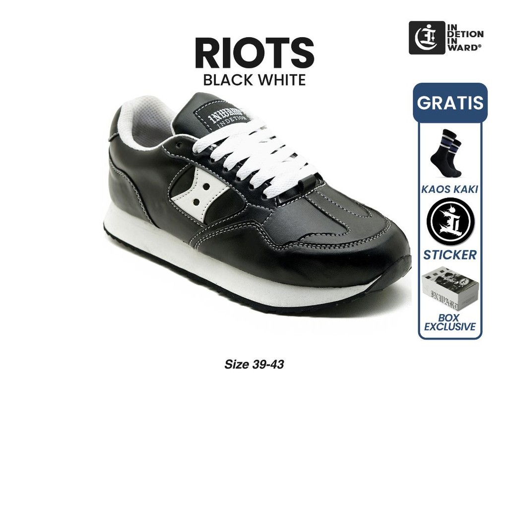 Indetion inward official shop - Riots Black white | Sepatu Pria | Sneakers