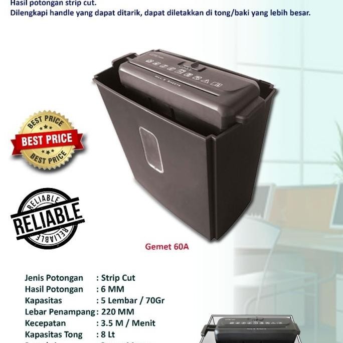 

Sale Mesin Penghancur Dokumen Kertas Strip Cut Small Size Gemet 60A