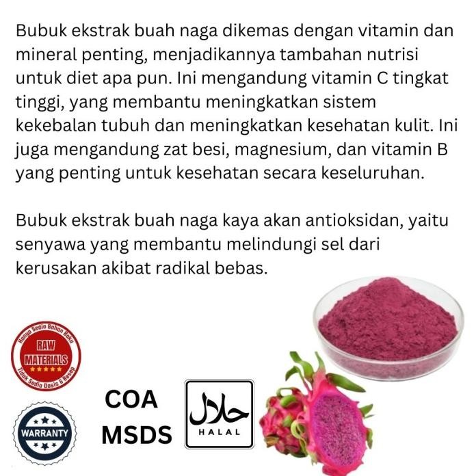 

Bubuk Ekstra Buah Naga 100gr Food Grade / Extract Powder Dragon Fruit 100gram Pure Natural murah