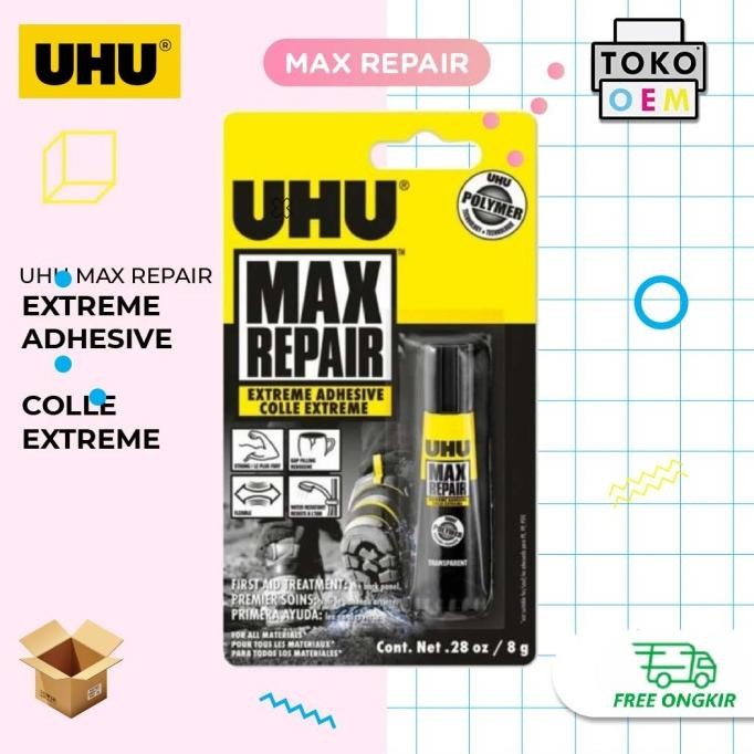 

Promo UHU MAX REPAIR EXTREME ADHESIVE 8g LEM SUPER KUAT KACA BESI KULIT KAYU COD