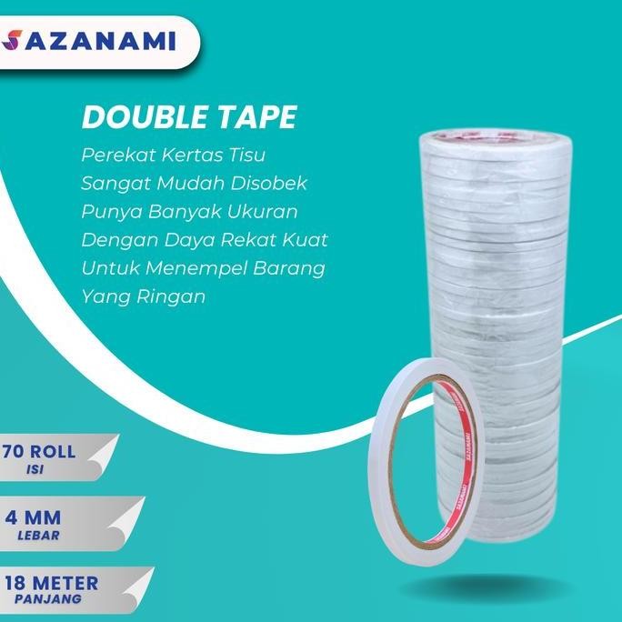 

Promo DOUBLE TAPE 4MM x 18 METER DOUBLETAPE KERTAS PUTIH SAZANAMI ISI 70ROLL - Putih COD