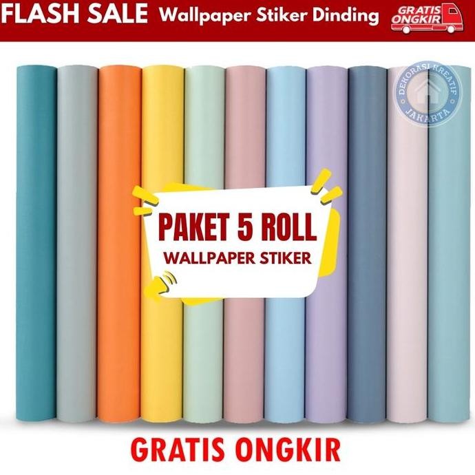 PROMO Paket 5 Roll Wallpaper Stiker Dinding Sooku Bahan Kertas PVC Panjang 4 Meter Dekorasi Minimali