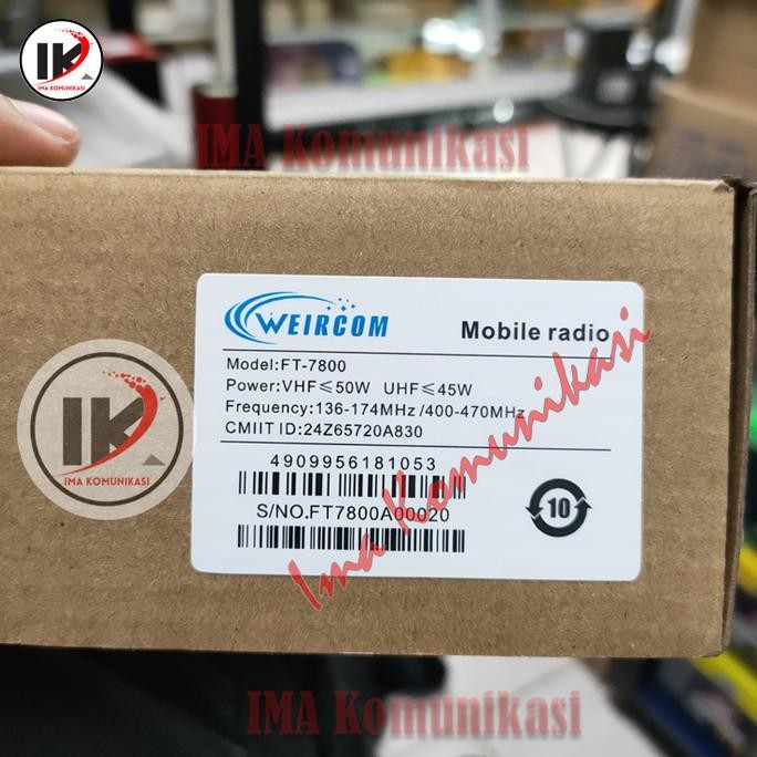 Grosir Rig Weircom Ft7800 Dualband Weircom Ft-7800 Power Vhf(50W) - Uhf(45W)