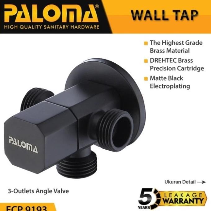 Paloma Fcp 9193 Stop Kran Cabang 3 Hitam Toilet Wc Jet Shower New Stok