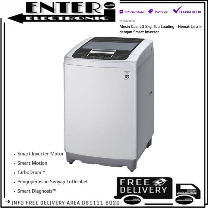 Sale Lg T2108Vspck - Mesin Cuci 1 Tabung Lg Smart Inverter 8 Kg T2108 Vspck