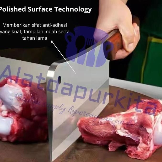 Sale Pisau Potong Daging Cincang Super Tajam Parang Golok Cacah Tulang Jumbo Bahan Baja Stainless Kh