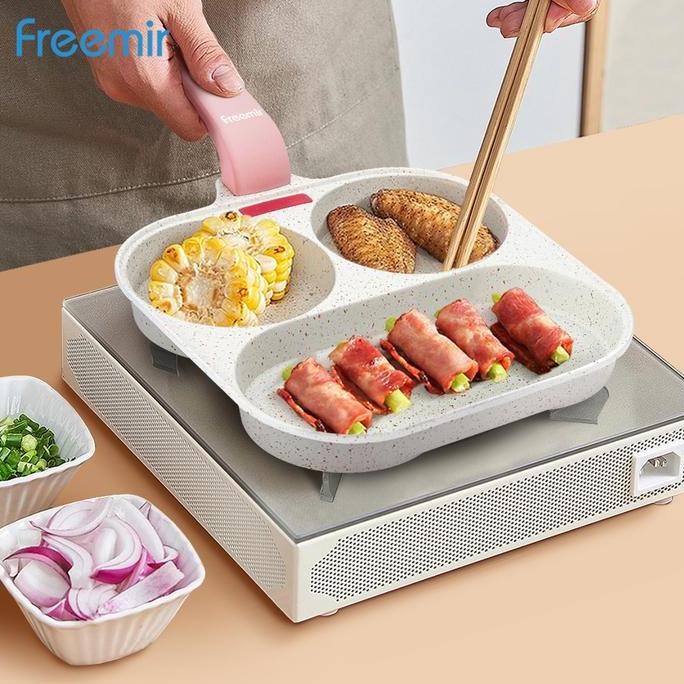 Murah [Spesial] Freemir Wajan 3 Sekat 19 Cm Frying Pan Penggorengan Anti Lengket Serbaguna Multifung