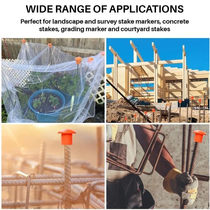 100 Pcs Mushroom Rebar Cap Plastic Safety Caps For Rebar 8 To 38Mm New Stok