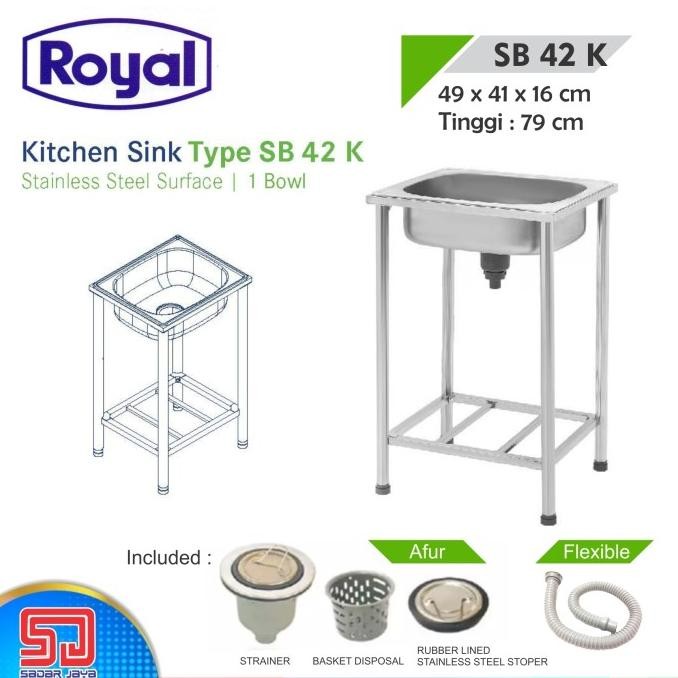 Royal Kitchen Sink Sb 42 K Wastafel Portable + Kaki Cuci Piring Sb42K New Stok