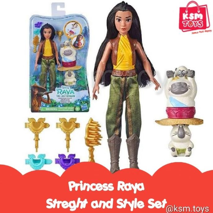 Boneka Disney Princess Raya and the last dragon Streght &Style set ori