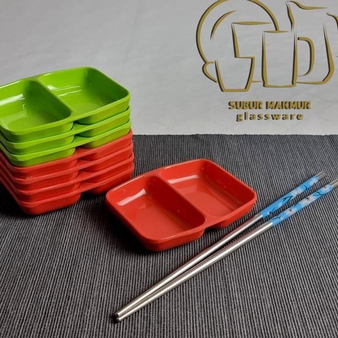 [1 pcs] Pisin Sambal Sekat 2 Melamin Tebal. Ber SNI / Tempat Cabe