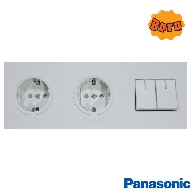 BORU PANASONIC STOP KONTAK + STOP KONTAK + SAKLAR SERI STYLE-E PUTIH