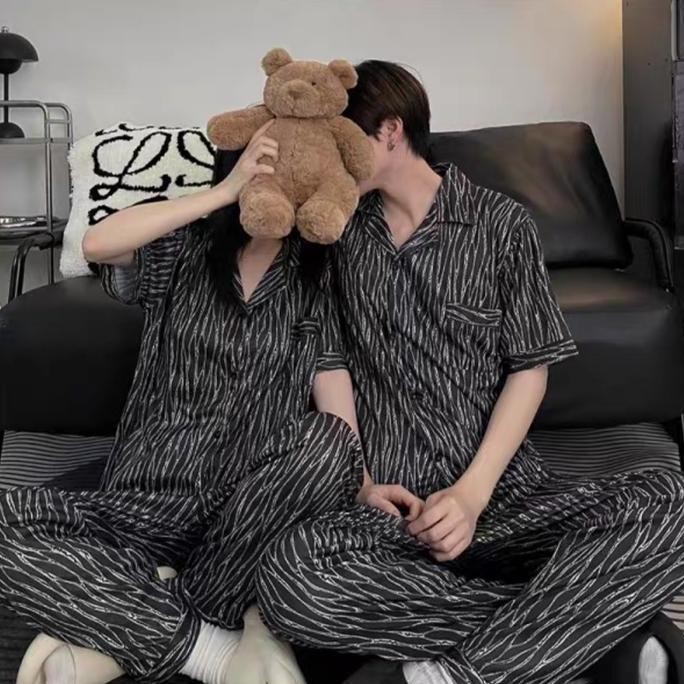 SETELAN SETCEL PIYAMA BAJU TIDUR 3IN1 COUPLE PASANGAN KELUARGA SUAMI ISTRI CEWEK COWOK PRIA WANITA C