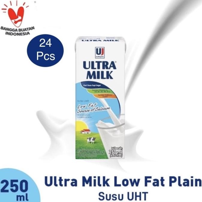 Sale Susu Ultra Milk Low Fat Plain Uht 250Ml 1 Karton/Dus (24 Pcs)