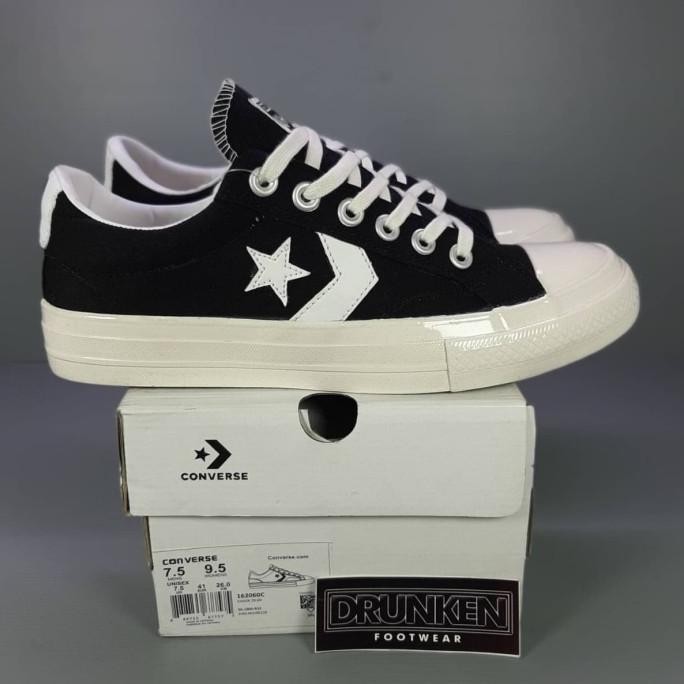 SEPATU CONVERSE ONE STAR PLAYER CHEVRONSTAR BLACK WHITE - PREMIUM