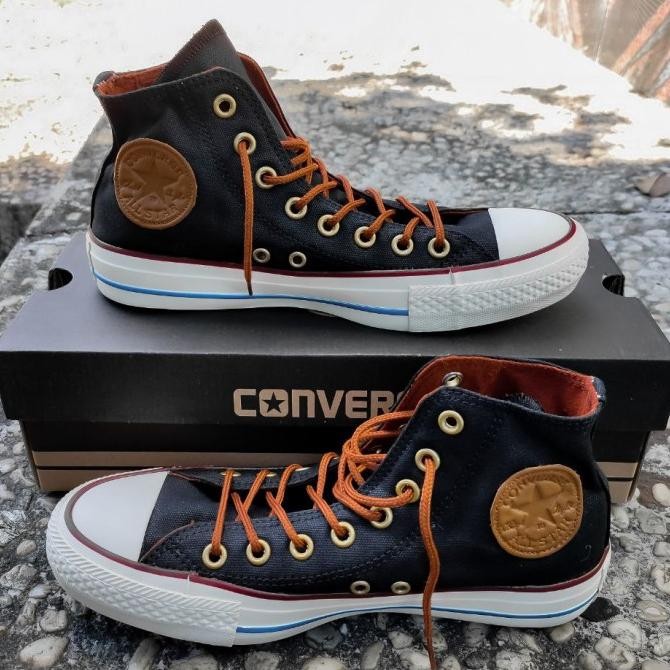 Sepatu Converse All Star Original High Tan Black Hitam Tinggi Ori