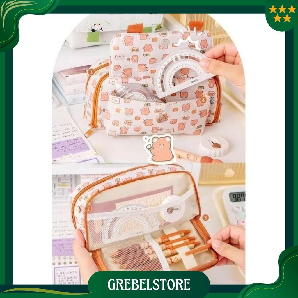 

Tempat Pensil 2 Layer Motif Lucu / Kotak Pensil Alat Tulis Style Korea / Pouch Pancil Case Waterproof Ori