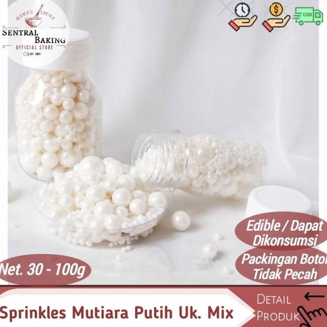 

Grosir Sprinkle Kue Mutiara Putih Mix 2 / Springkel Kue Springkle Pearl Hias