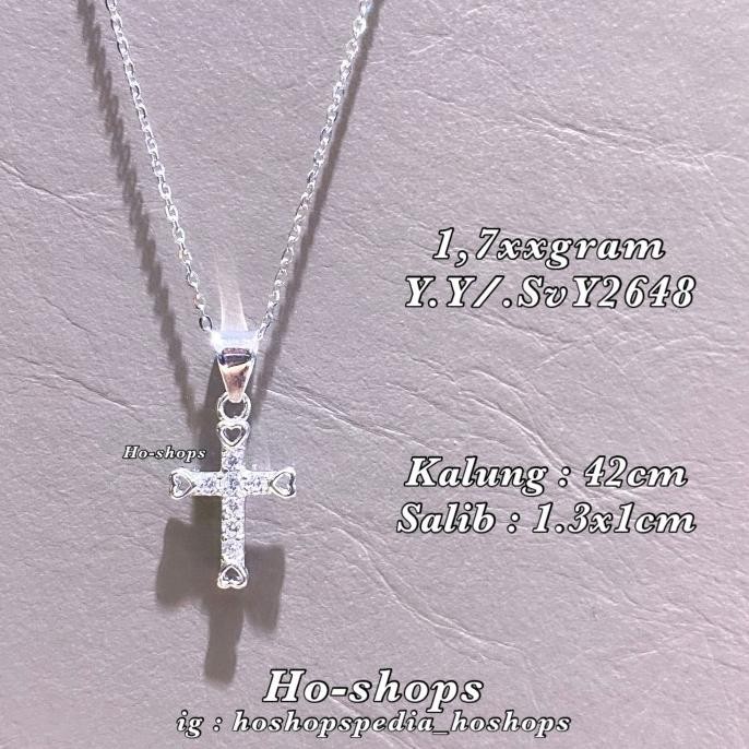 Kalung + Liontin Salib Mas Putih Kadar 750 Asli Emas REZ