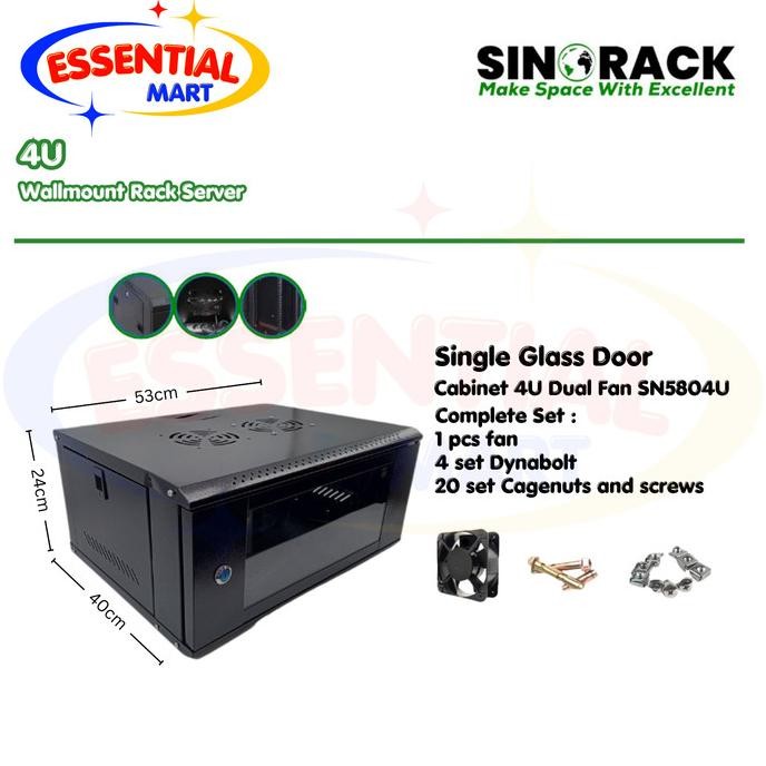 Sinorack Wall Mounted / Rak Server 4U Dual Fan (530X400X240Mm) Co