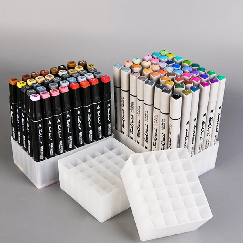 

Premium 30/48/80 Slots Putih Marker Pen Storage Holder Brush Pencil Rack Table Stand Organizer High Quality