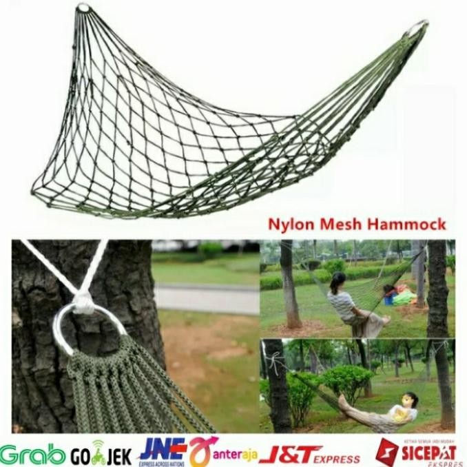 PROMO Hammock Ayunan Gantung Tali Rajut Nylon Hamock Jaring Single