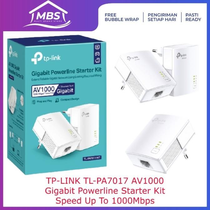 Tplink Tl-Pa7017 Av1000 Gigabit Powerline Starter Kit 1000Mbps Extend Co