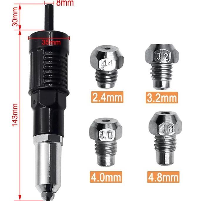 Murah Adaptor Rivet Mesin Bor Adaptor Listrik Kepala Paku Rivet Tangan