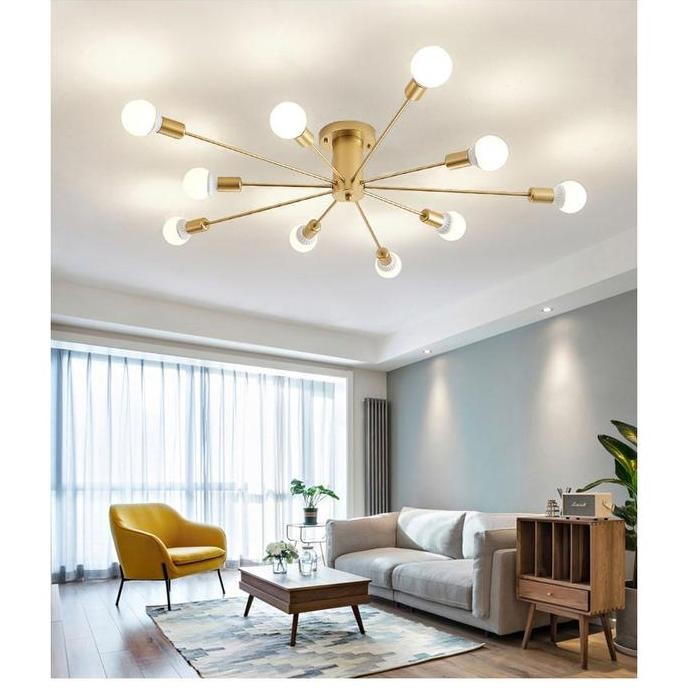 Grosir Ashuqi Fitting Lampu Plafon Vintage Ceiling Lights Cabang 10 8  E27 - As1027 - Golden Gold Ae