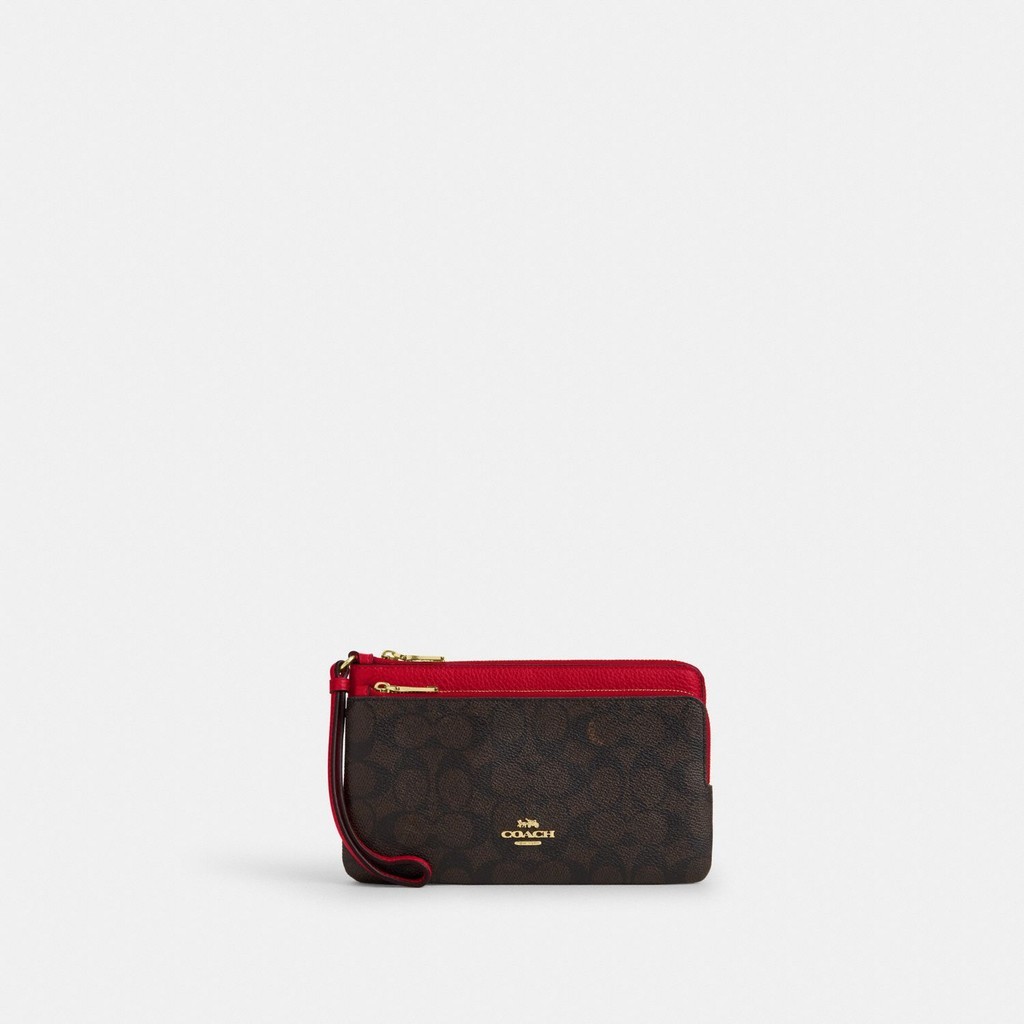 Coach Double Zip Wallet in Signature Canvas - Dompet Panjang Wanita