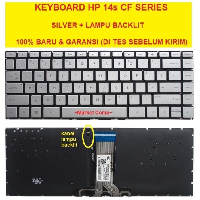 HOT SALE Keyboard Laptop HP 14s-cf2508tu 14s-cf2516tu 14s-cf2517tu 14s-cf2518tu
