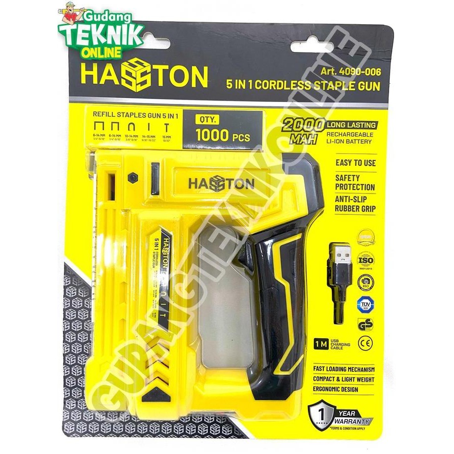 

STAPLES GUN CORDLESS 5IN1 5 FUNGSI HASSTON 4090-006 / ALAT STAPLER STAPLES STEPLES PAKU MODEL TEMBAK PAKU T U LURUS BULAT - CORDLESS STAPLER GUN HASSTON 4090 006 ORIGINAL DAN TERPERCAYA