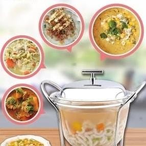 PROMO Pemanas kaca pyrex merk BISTRO 4liter/ soup warmer/panci kaca sop