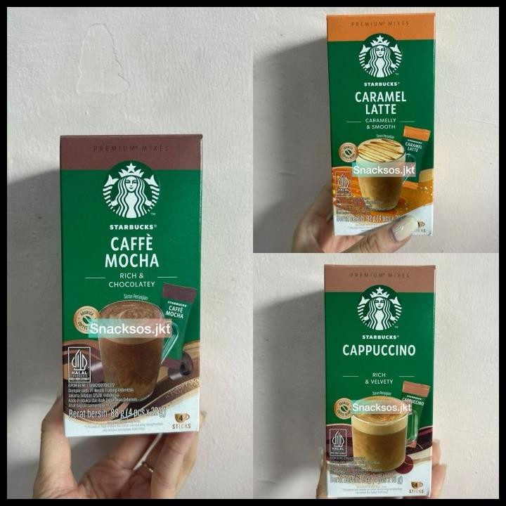 

Starbucks Caffe Mocha Rich & Chocolate / Caramel Latte / Cappuccino Box Sachet -Starbuck Coffee Original Best Seller