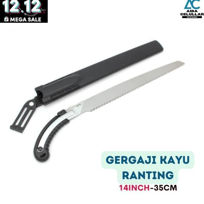 Gergaji Kayu Ranting Bonsai Aida Garden Curved Pruning Saw 14 Inch 35cm - Baja Karbon SK5 Hitam gerg