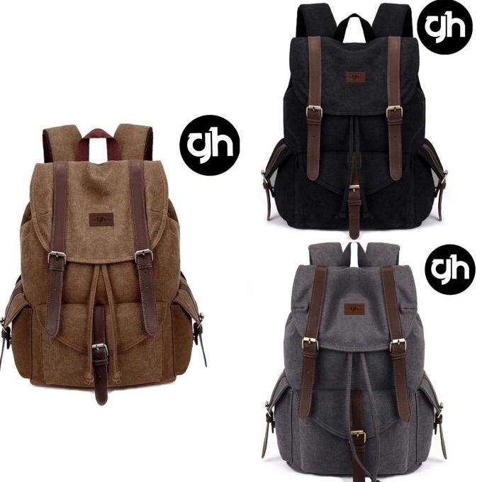 Murah gh bag Tas Ransel Kanvas Pria Wanita Tas Sekolah Tas Kuliah Tas Kerja Berkualitas