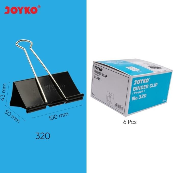 

Joyko Binder Clip No. 320 (1 Box 6 Pcs) / Binder clip joyko paling besar murah